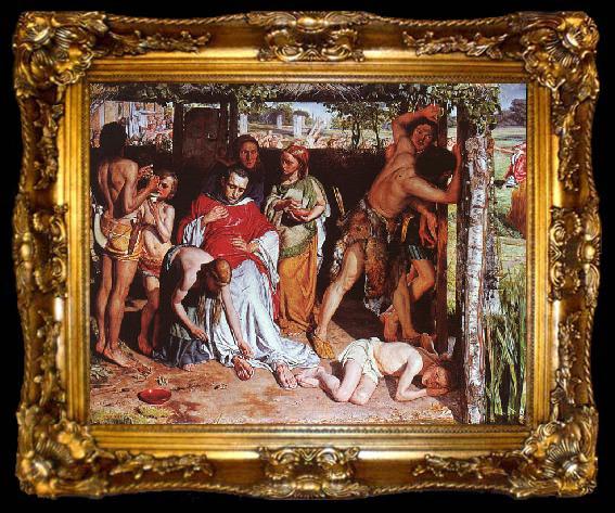 framed  William Holman Hunt A Converted British Family Sheltering a Christian Missionary from the Persecution of the Druids, ta009-2